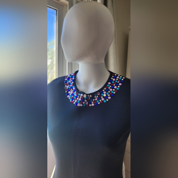 Multi-colored gem collar navy blue dress! - Picture 2 of 9